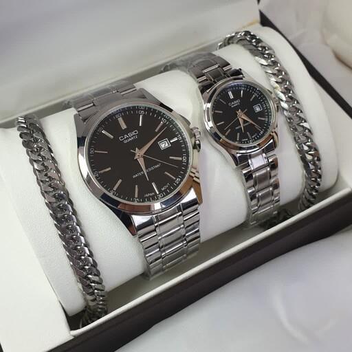 ساعت مچی ست مردانه و زنانه کاسیو  صفحه مشکیاستیل casio